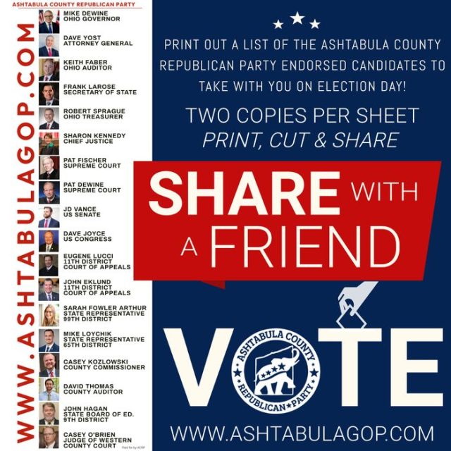 PRINT LIST OF CANDIDATES Ashtabula County Republican Party